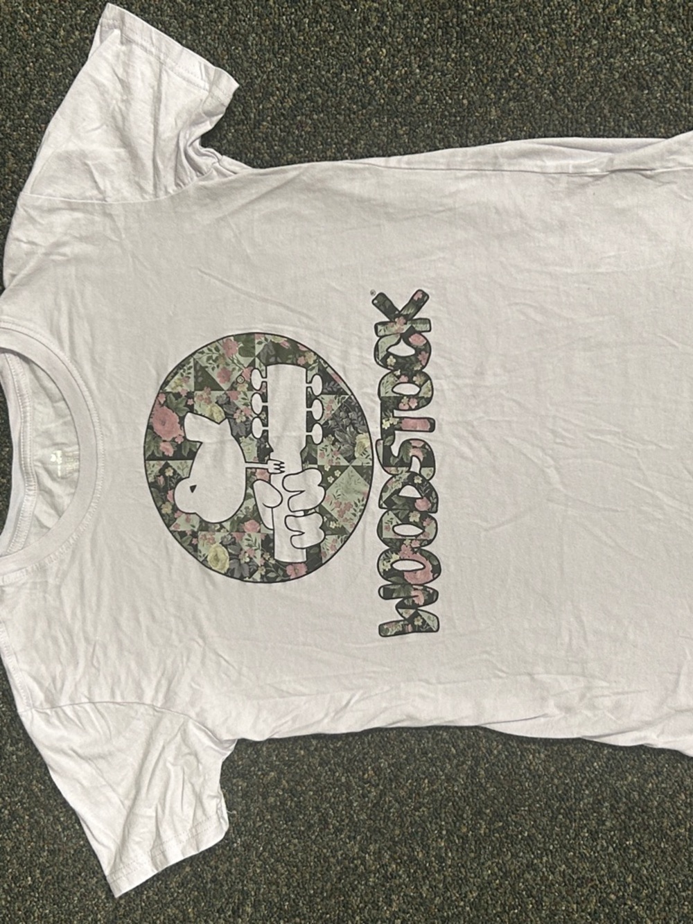 Time and Tru White Tee with Floral Peace Graphic